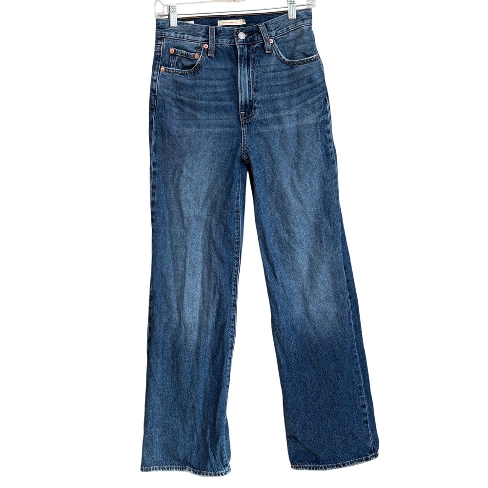 Levis Ribcage Wide Leg Jeans High Rise Medium Wash Blue Denim W26 - Picture 2 of 9